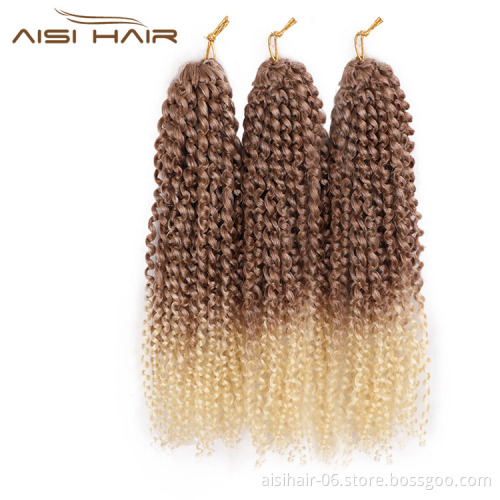 Aisi Hair Afro Curly Ombre Blonde Dark Root Synthetic Marly Braiding Hair Extensions Crochet Hairpiece Braids For Black Women
